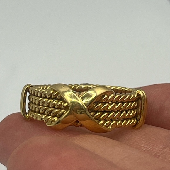 Tiffany & Co. 18K Yellow Gold Schlumberger X Rope Ring - Picture 7 of 9